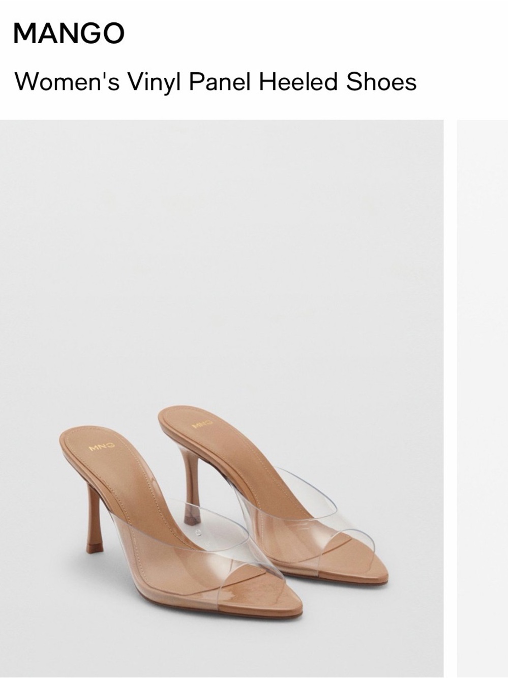 Mango Clear Strap Nude Heeled Mules